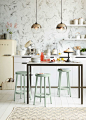 Two Ombre Mirrored Pendant lights from west elm add striking style to this beautiful kitchen. Browse all our pendant options at westelm.com: 