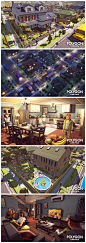 游戏美术素材 Unity3d角色场景 卡通Q版城市街道室内室外家具植物3D模型 CG原画参考设定 低多边形模型 双矩漫画