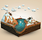 3D - Mammoth Falls by Aldo Pulella, via Behance