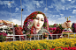 迪拜奇迹花园耗费4500万株鲜花 鲜花组成巨大美人的头发