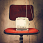 Chair, Media, Old, Portable, Red, Television