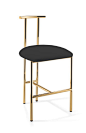 DWBA Vanity Bar Stool Bench, With Brass Metal Legs & Back 18.5-inch