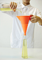 2in1 Kitchen Funnel : This is a kitchen funnel made by silica gel with two modes. The first mode is an ordinary funnel, but once it is folded, it turns to a special container. With the combination of these two functions, people can handle the kitchen work