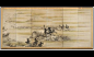 Detail 1: Mountain and river landscapes, Edo period (1615 –1868), by Soga Shohaku (1730–1781). Japan. One of a pair of six-panel folding screens; ink, colors, and gold on paper. Courtesy of the Larry Ellison Collection, EX 2013.2.017.2.