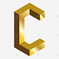 金色c4d英文字母C立体艺术字 元素 免抠png 设计图片 免费下载 页面网页 平面电商 创意素材