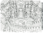 最终幻想 IX 的场景线稿，来从黑白的线条开始理解那个幻想世界的构架吧（source：http://t.cn/R7zS5t2 ）