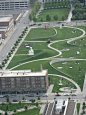 birds-eye view of Pappajohn Sculpture Park : taken from the Embassy Club, Des Moines, IA.