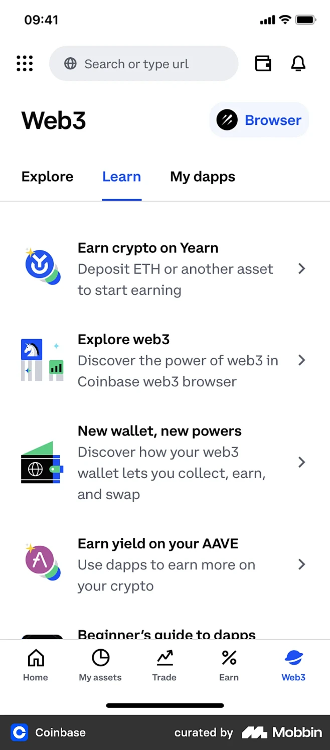 Coinbase Web3 screen