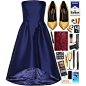 A fashion look from October 2014 featuring blue cocktail dress, high heel shoes and red leather purse. Browse and shop related looks.