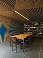 Hell of the North by SMLWRLD Wood slats acting as environmental graphic pattern