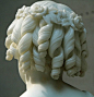 Beautiful flowers and curls on the Roma Lyman marble sculpture by William H. Rinehart. In the collection of Corcoran Gallery, Washington, DC. (Photo from socialhistoryofart.com):