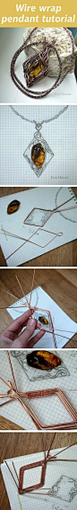 Wire wrap pendant tutorial. Click on image to see step-by-step ~ Wire Jewelry Tutorials