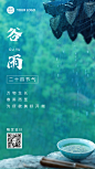 谷雨节气祝福春天春茶合成手机海报