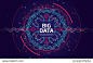 Big data visualization. Fractal element with lines and dots array. Big data connection complex. Data array visual concept. Graphic abstract background. Vector illustration