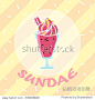 Illustration: Pink Strawberry Sundae with Pastel Background.