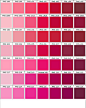 I like the top row of this color chart. PMS 189 to PMS 194.