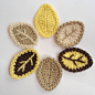 Crochet Applique Leaves 8 pcs Supplies For Clothing two type four colors