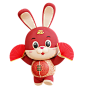 三维渲染中国农历传统新年卡通兔子3D插画_AL-60_3D-Character-Chinese-Rabbit-Fan-Dancing