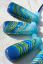 Layered translucent polymer clay beads by Cacofim.---beautiful: 