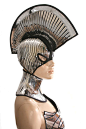 spartan warrior mask and mohawk warrior headpiece armor sci fi  futuristic  cyber headdress