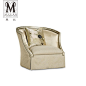 慕妃高端定制客厅家具欧法式美式新古典实木布艺软包单人沙发CP04