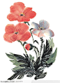 中国国画-带刺的花卉(1)