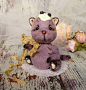 Cat ooak artist teddy, sweet art collectible toy, stuffed baby animal, miniature plushie animal doll kitten : This sweet small kitten Cat Cake is one of miniature animal of my Sweet Rainbow collection (to see others folow me on FB or Instagram villa_parad
