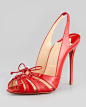 Corsetica Patent Leather/PVC Slingback Red Sole Sandal, Rouge by Christian Louboutin