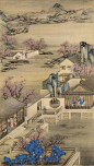清-佚名-雍正十二月行乐图之三月赏桃