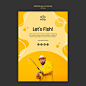 Let's fish man in yellow coat poster Free Psd
