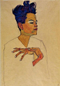 埃贡·席勒（Egon Schiele）奥地利画家，20世纪初期一位重要的表现主义画家。席勒的作品特色是表现力强烈，描绘扭曲的人物和肢体。夸张的造型、大胆放纵的线条与极富个性的色彩成为他显著的绘画特征。席勒用富有激情的线条、破碎生冷的色块和生涩的笔触对物象进行夸张，形成了独特的艺术魅力。