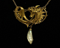 gold sea monster pendant, 1900 - - Jewelry