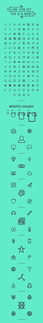 Line icon set for UI & more // Infinitely scalable by Situ Herrera, via Behance