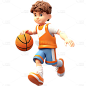 通用3D立体卡通感篮球运动人物贴纸