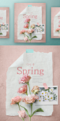 春季春天韩式唯美小清新海报PSD模板Korean spring air beauty poster PSD template Vol.24_平面素材_海报_模库(51Mockup)