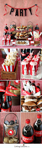 Cherry Coke Float Cupcakes with Free Football Party Printables. So many fun ideas!! LivingLocurto.com #homebowlhero