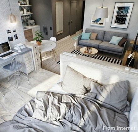 简约紧凑的一居室小公寓设计，给自己一个小...
