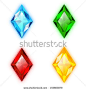 Set of Four Gems Rhomb Shaped - stock vector