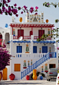 装饰华丽的房子，米克诺斯岛，希腊。