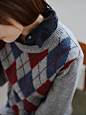 2013韩国东大门复古学院风英伦菱形格子针织圆领套头毛衣女装-淘宝网
