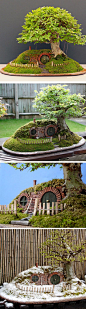 Hobbit home with bonsai by Chris Guise - want!