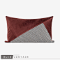 新品现代简约轻奢酒红色拼接抽象绒面靠垫抱枕别墅样板房腰枕