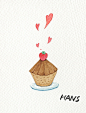#阿狸童话#——【呓语-阿狸的邀请】“那个草莓蛋糕特别的美味哎！”阿狸说。“是吗？那个店在哪里呢？”桃子问。“所以，和我一起去吃吧。”在阿狸第一次邀请桃子时，他是这样说的。——Hans 编/绘