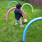 Turn pool noodles into a backyard obstacle course.: 