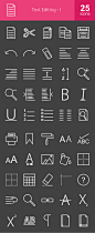 50个文本编辑的线性图标