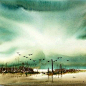#木棉分享# 英国水彩艺术家 Keith Nash 风光画作。 ​​​​