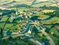 威尔士镇农村威尔士广告建筑物农业插图数字绘画村庄风景