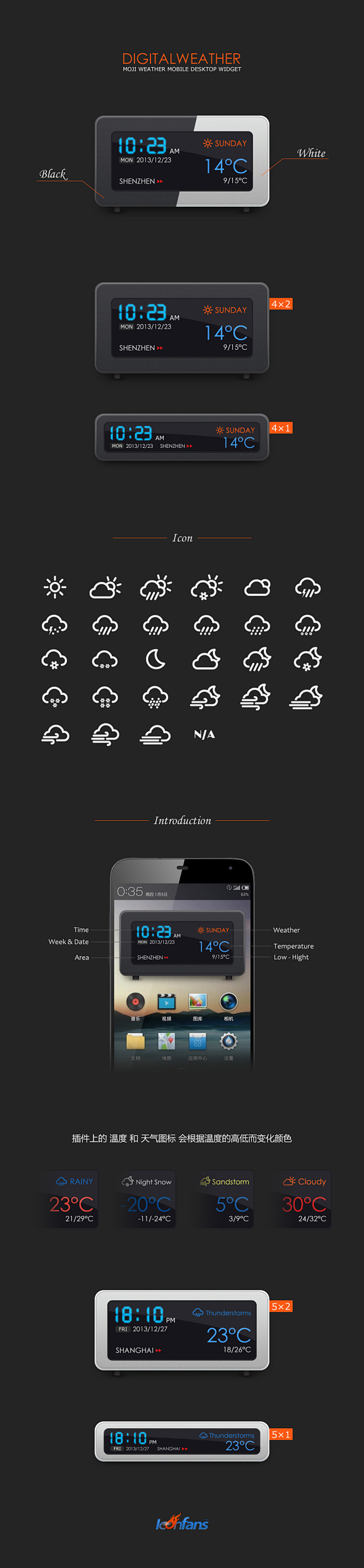 手机天气时间插件UI设计
