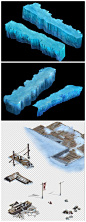 冰 冰川 冰山 水晶 雪地 2.5D游戏地图 三转二地图PSD 写实Q版 中国风武侠仙侠2.5D场景地图 游戏修图素材 原画3D素材 游戏美术资源 CG原画参考 2D场景原画