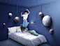 儿童卧室 跳跃 蓝色星空 简约时尚 家居海报设计PSD_平面设计_海报